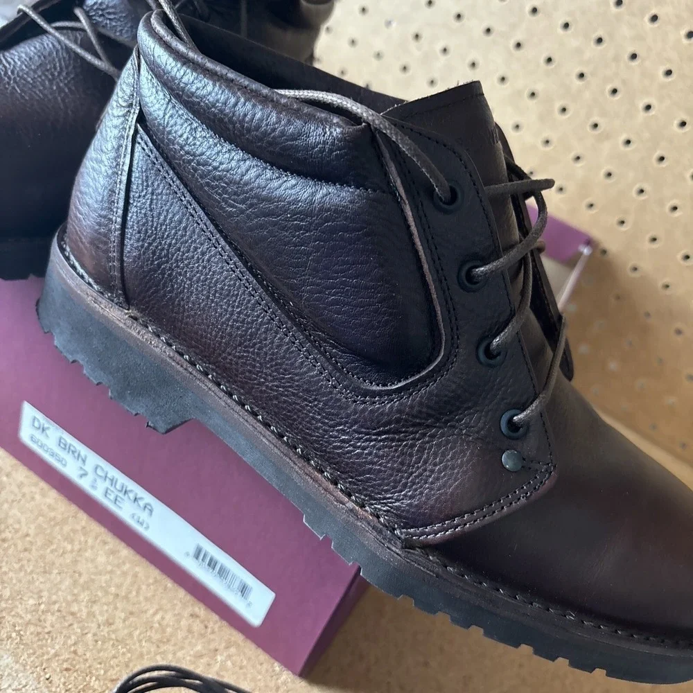 ET Wright Chukka Ankle Boot Dark Brown Leather Arch Preserver Men's 7.5 EE USA